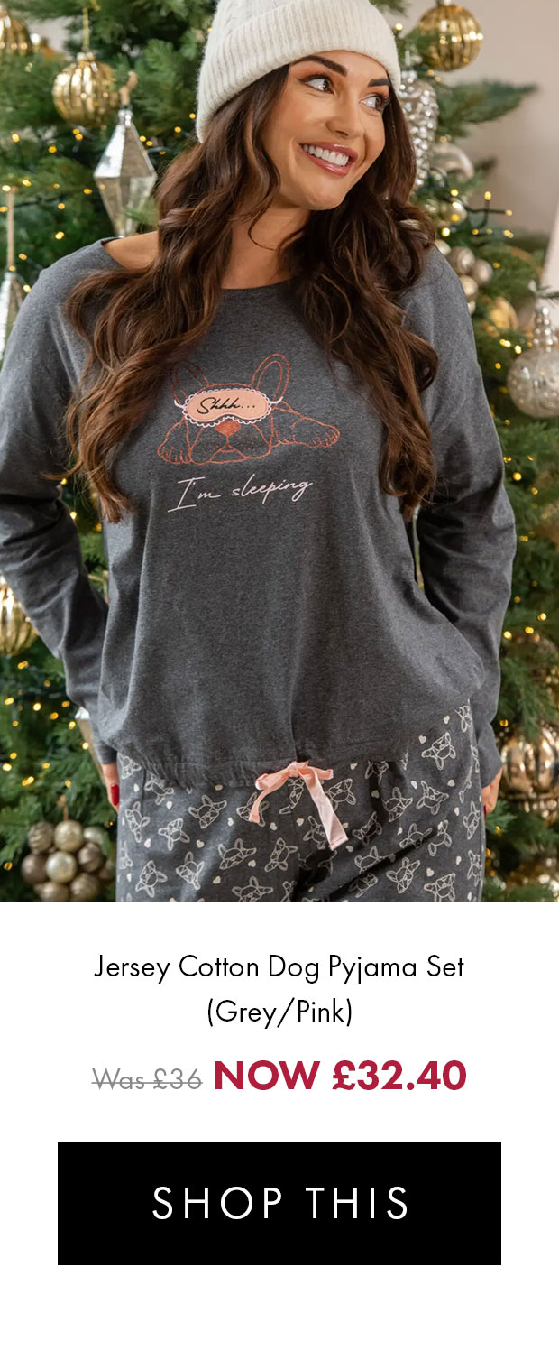 Jersey cotton dog pyjama set (grey/pink) NOW £32.40