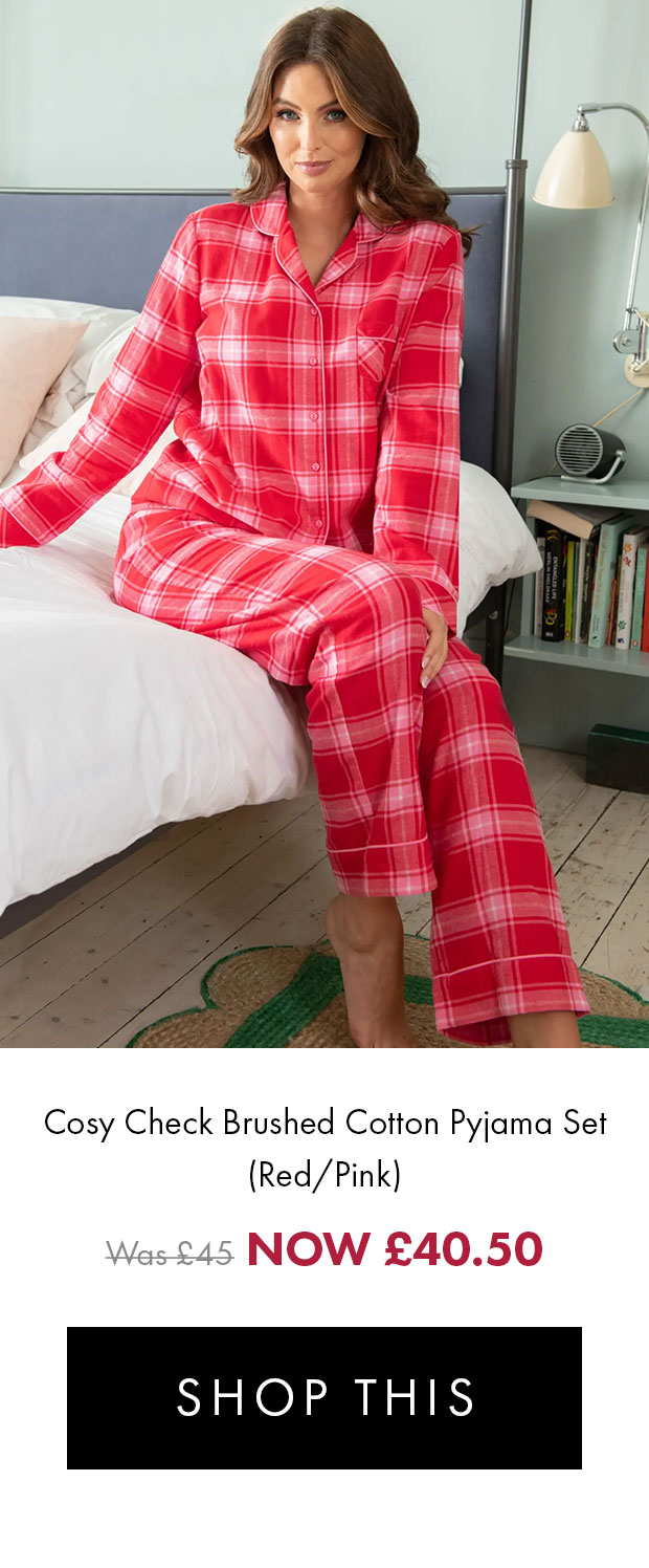Cosy Check Brushed Cotton Pyjama Set - Red/Pink NOW £40.50