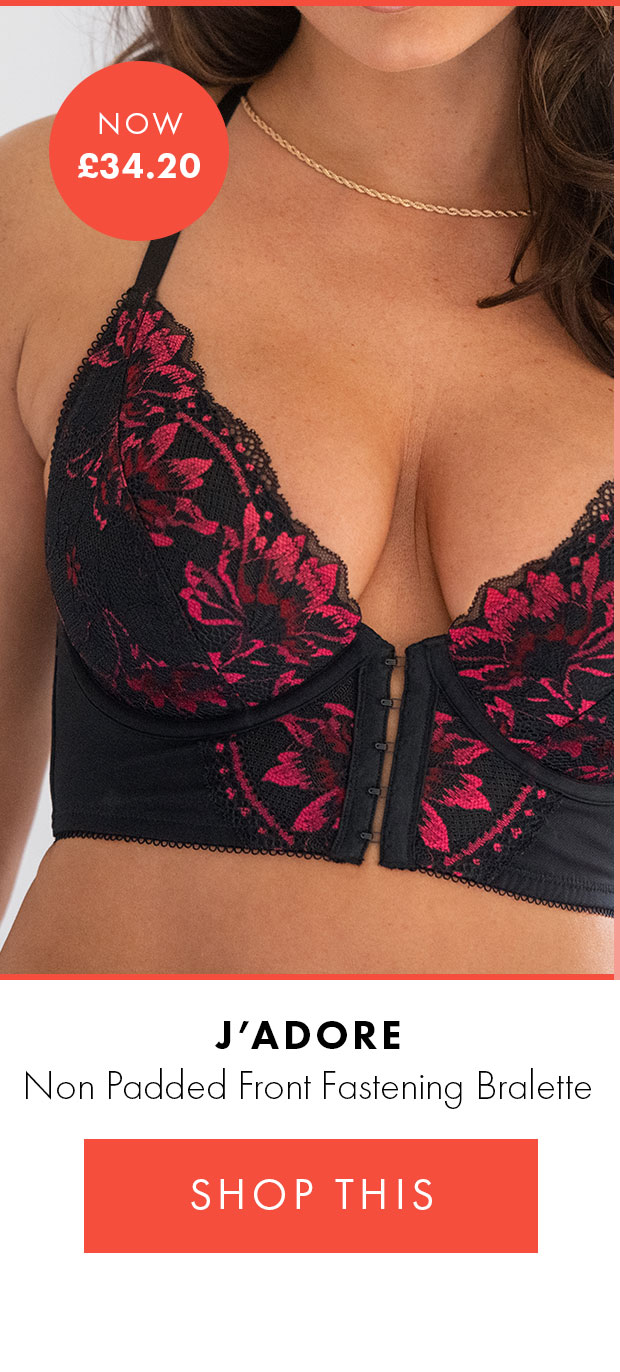 J'adore non padded front fastening bralette (black/pink) NOW £34.20